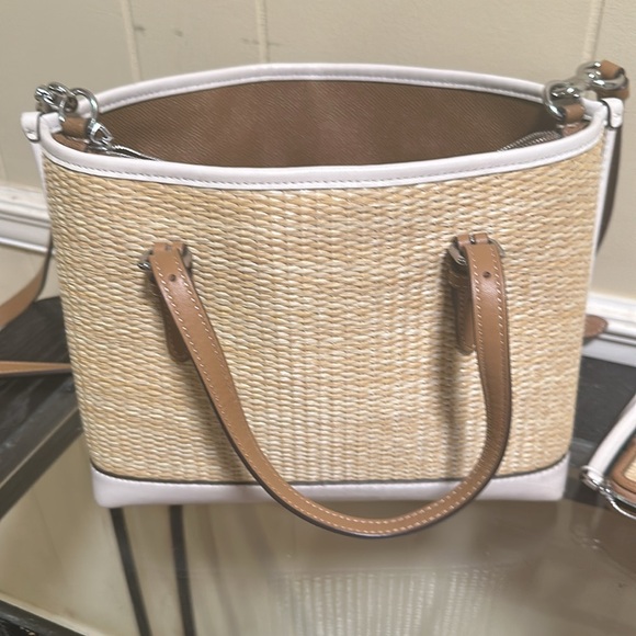 Coach straw floral embroidery purse and wristlet - Picture 6 of 10